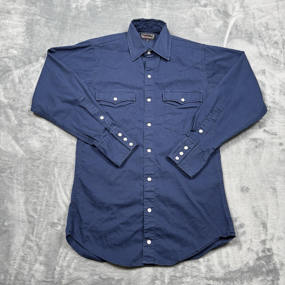 Schaefer Outfitter Shirt Mens Small Blue Western Pearl Snap Yoke Rodeo Point